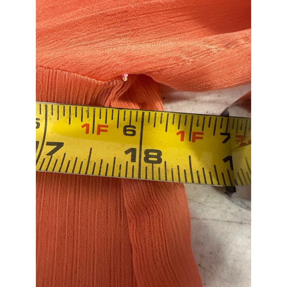 New Anthro Ranna Gill XS Coral Pleated Tie Neck Blouse Sheer Eyelet $130 D24 - Picture 7 of 8